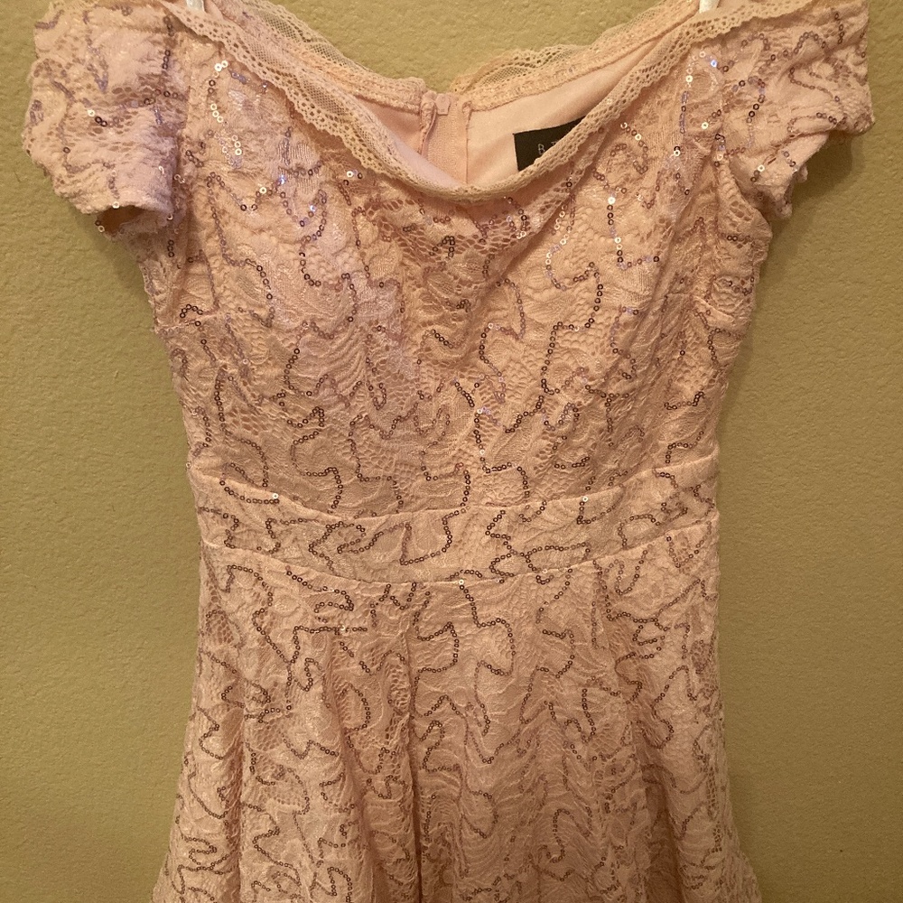 Short Pink sequin homecoming formal dress